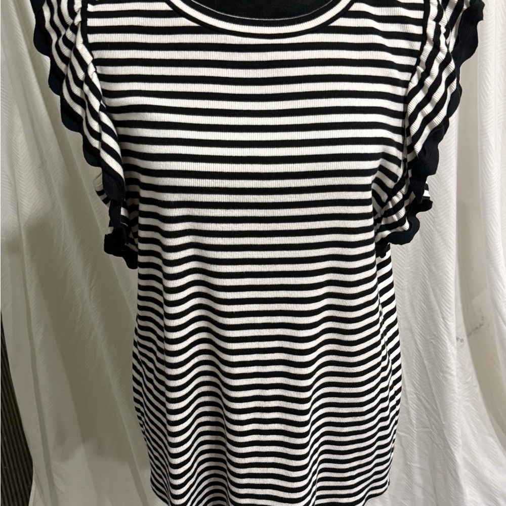Black and White Striped Women's Top
